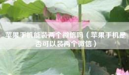 苹果手机能装两个微信吗（苹果手机是否可以装两个微信）